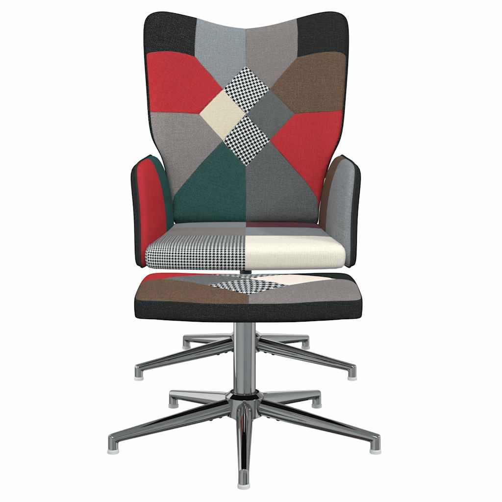 Vidaxl Fotel Z Podnóżkiem, Patchworkowy, Obity Tkaniną