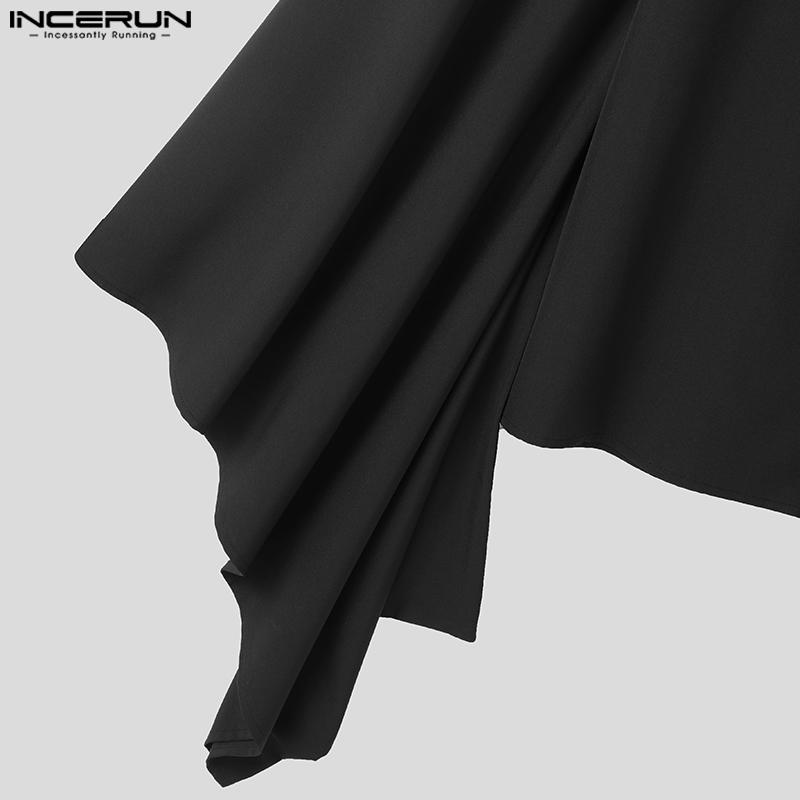 INCERUN Мужские готические винтажные свободные рубашки на пуговицах с рукавами «летучая мышь»