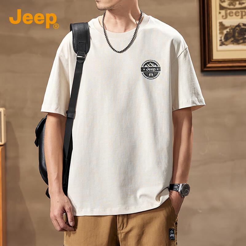 Jeep Мужская летняя свободная футболка из чистого хлопка