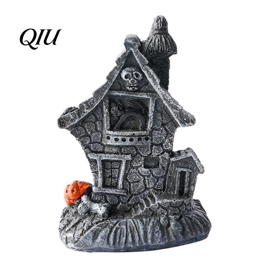 Skull Ornaments For Halloween Haunted House Ornament, Resin Miniature, Dark Shape Miniature Scene Decor with Elements Desktop Decoration for