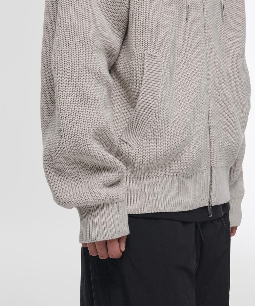 MUSINSA STANDARD Ribbed Knit Hooded Zip-Up [Dusty Cream]