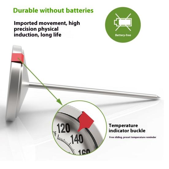 Термометр для мяса из нержавеющей стали с циферблатом 2,5 дюйма, термометр для мяса с мгновенным считыванием, термостойкий зонд для выпечки, конфет, масла, стейка, индейки