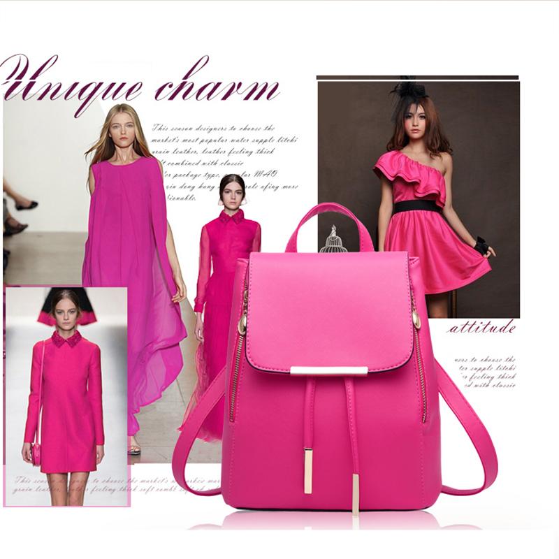 Женский рюкзак из искусственной кожи Черный/Бежевый/Черный+Белый/Черный +Розовый/Небесно-Голубой/Синий/Темно-Синий/Фиолетовый/Бордовый/Розовый/Розовый/Зеленый