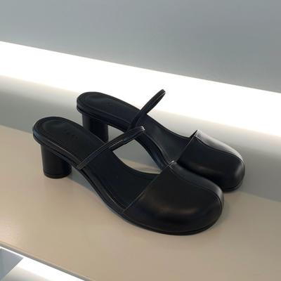 Модные женские шлепанцы с круглым носком, босоножки на высоком каблуке, женская обувь, мюли, лето 2025, дизайнерские, новые, туфли-лодочки для платья, брендовые, больших размеров, шлепанцы, Mujer