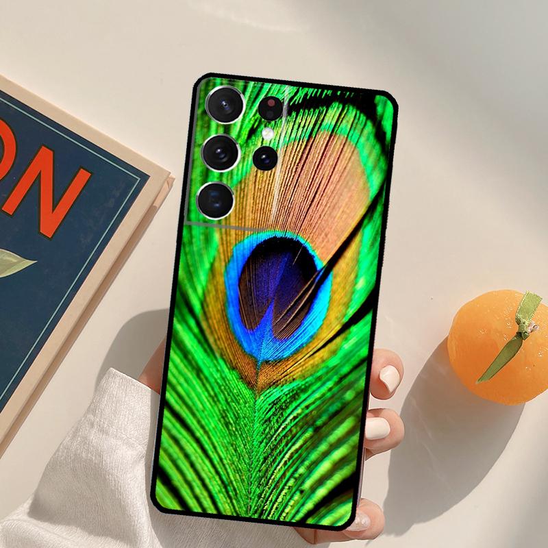 Peacock Feathers Phone Case For Samsung Galaxy S25 S26 Ultra S20 S21 S22 S23 S24 Plus S10 S25 FE Back Cover
