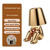 Creative Thinker Electroplated Gold Table Lamp: Rechargeable Night Light & Bedroom Ornament