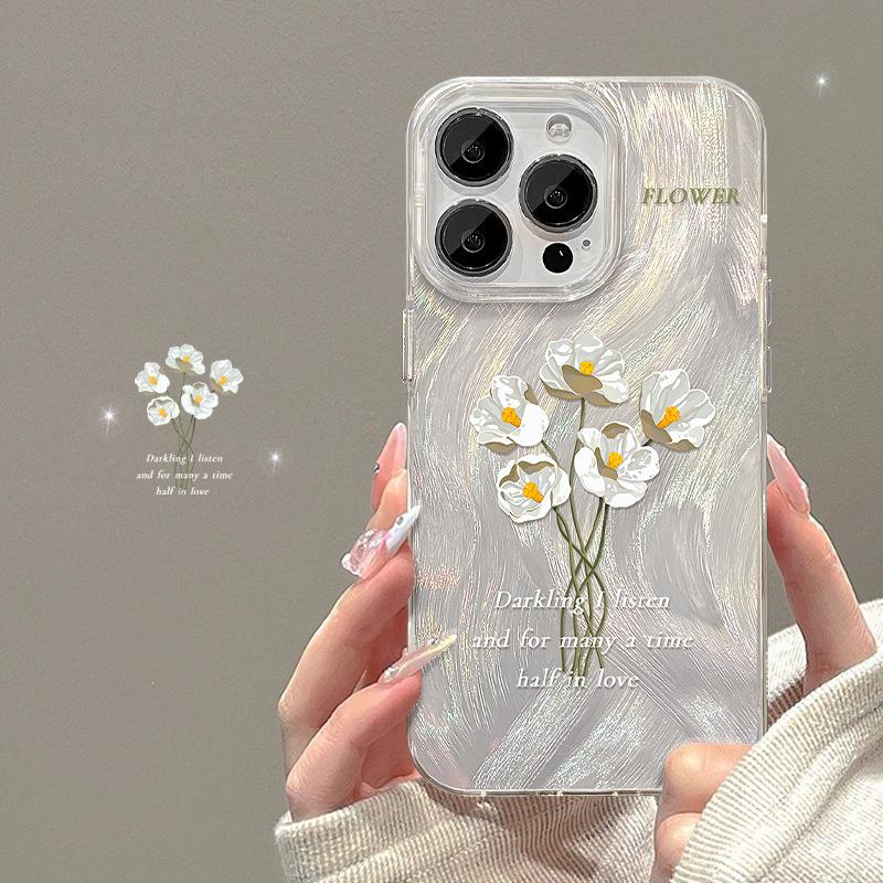 Подходит для чехла для мобильного телефона Huawei P70/60pro Vivos17 Белый букет Подставка Oppo Перо Лазерная нить Xiaomi 13