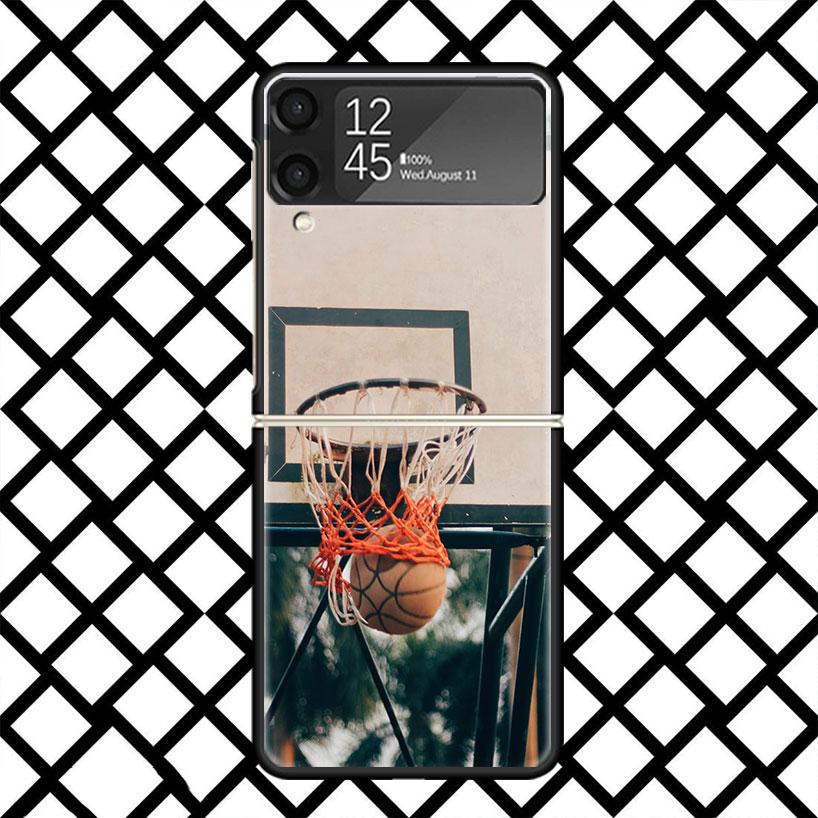 Basketball Basket Sports Phone Case For Samsung Z Flip 7 6 5 4 3 Galaxy ZFLIP7 ZFlip6 5G Flip5 Flip4 Flip3 5g Black Hard Cover