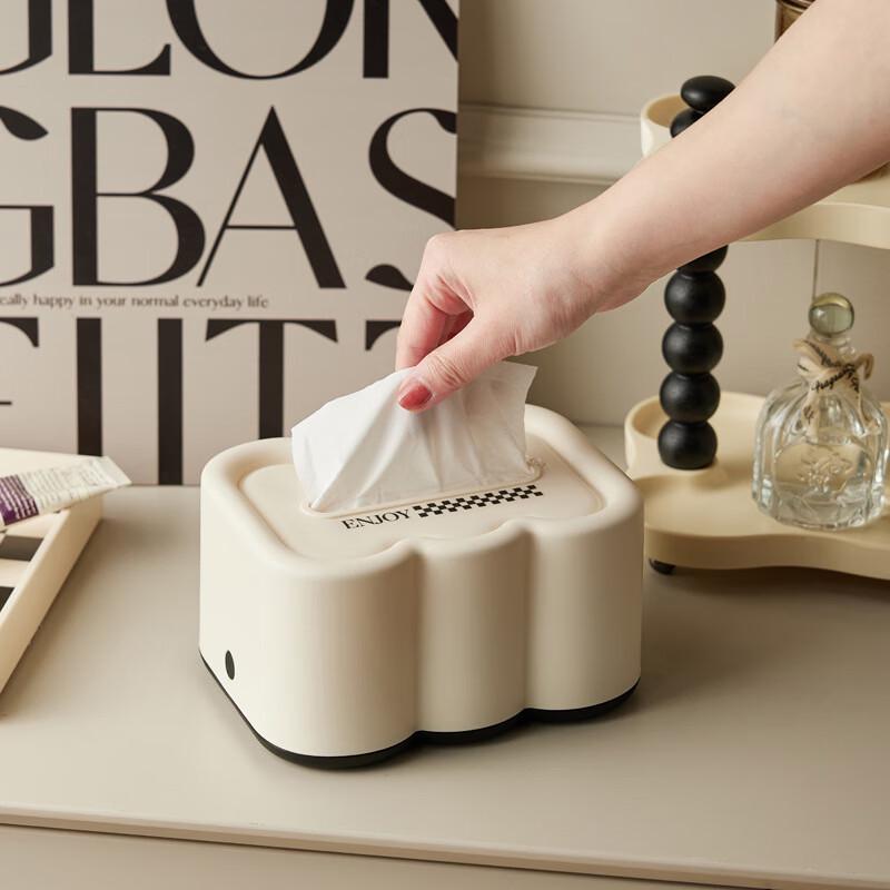 Cream Style Wall-Mounted Automatic Lifting Tissue Box