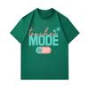 Men's 100% Cotton Crew Neck Short Sleeve T-Shirt, Teacher Mode Off Palm Tree Summer Casual Graphic Tee, Comfortable Breathable Daily Wear Top for Vaca
