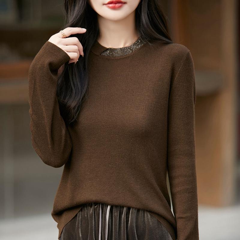 Женский кашемировый свитер Qinghe кашемир 50% шерсть 50% шелк Женский осенне-зимний кашемировый свитер мягкий и теплый