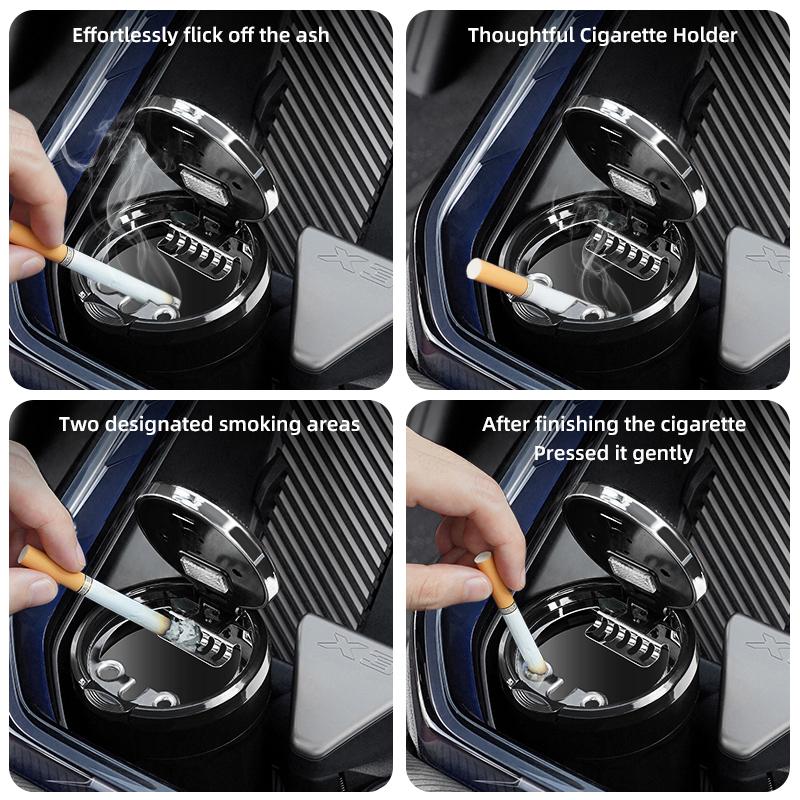 Car Ashtray Texture Ceramic Smokeless With LED Light Ashtray Auto Accessoires For Jeep Renegade Wagoneer Avenger Recon Wrangler MWGHF1