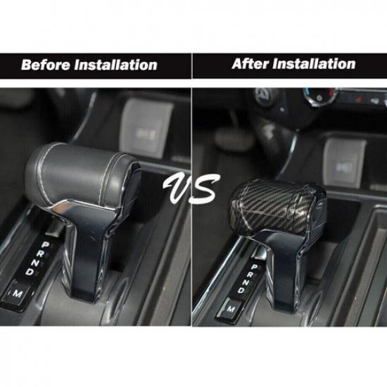 For - Ford F150 F-150 ABS Carbon Fiber Style Gear Shift Knob Cover Trim