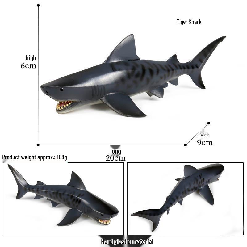 Realistic Tiger Shark Model - Children's Cognitive Sea Creature Toy
