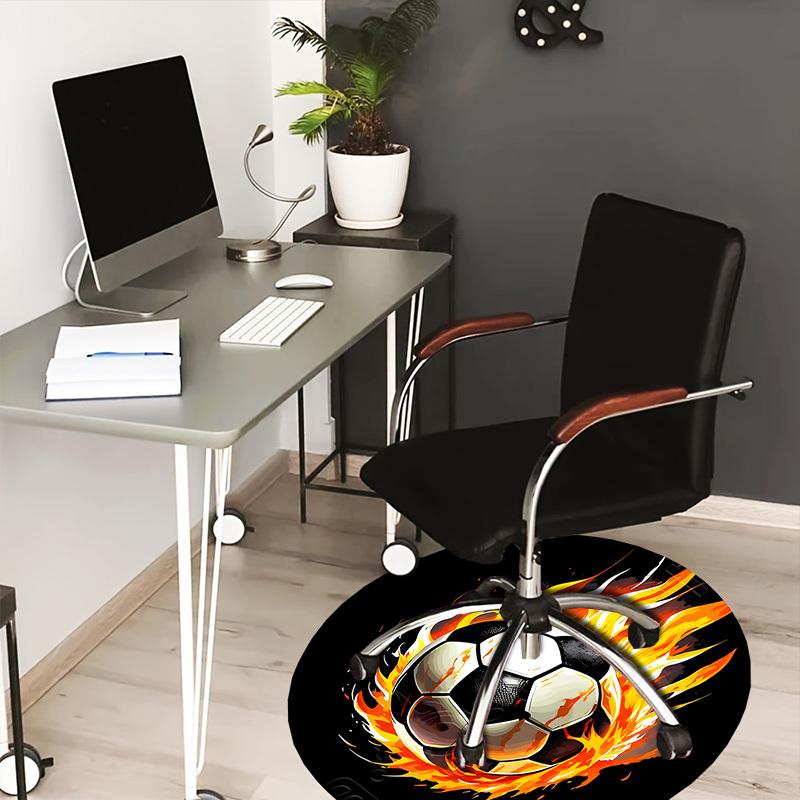 1pc Office Carpet Chair Mats Flaming Soccer Ball Design Perfect for Decorating Office Chairs, Living Rooms, Or Bedrooms.YDT250