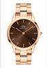 Daniel Wellington Iconic Link Wristwatch 40mm Rose Gold Silver Stainless Steel Link Bracelet Rose Gold Brown