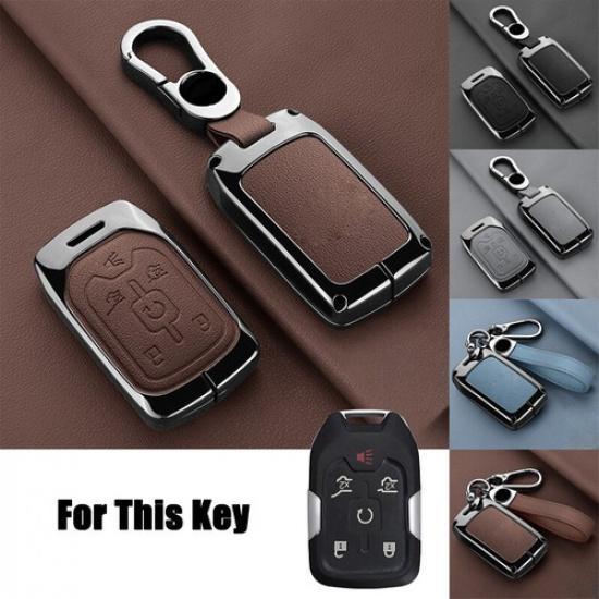 Zinc Alloy Leather Car Key Fob Case Cover For GMC Yukon For Chevy Tahoe Suburban