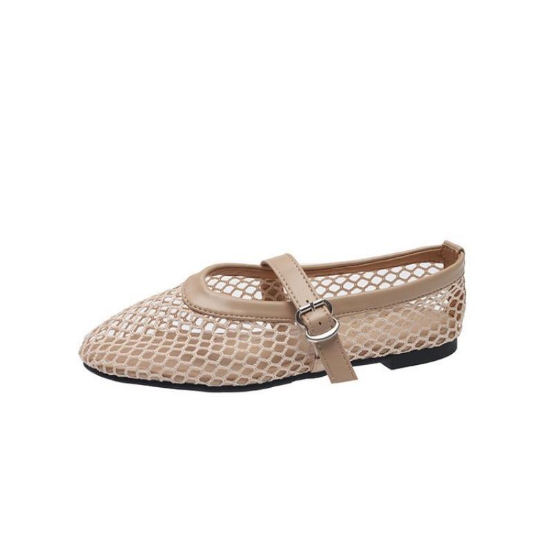 Сандалии на плоской подошве с металлической пряжкой для женщин, для ношения на открытом воздухе, с полыми повседневными сандалиями