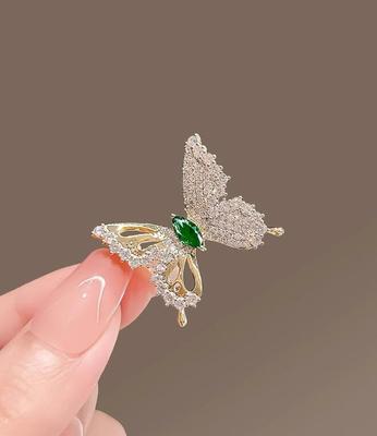 Модные блестящие броши-бабочки со стразами, подходящие для женщин. Изысканные сверкающие броши с лацканами, ювелирные изделия с бриллиантами, булавка PD1866