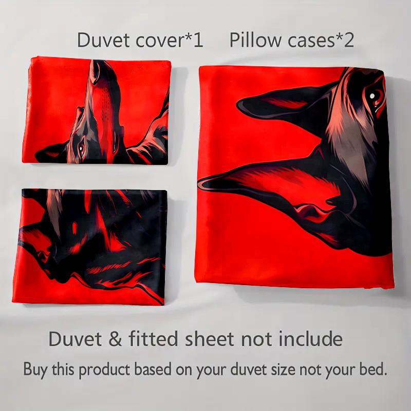 Red Doberman Illustration Bedding Duvet cover sets Duvet covers Pillowcases gifts (1 * Duvet Cover 2 * Pillowcases, without duvet insert)