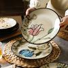Light Luxury Flowers Ceramic Plate High End Restaurants Pasta Steak Plate Delicious Dishes Dining Plates Unique Home Tableware