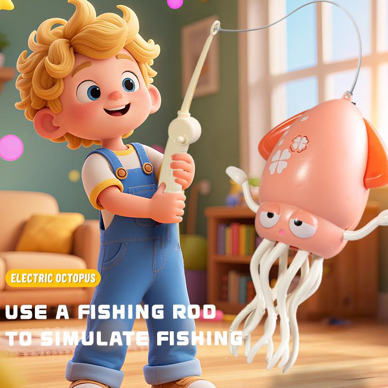 Electric Dancing Squid Toys for Kids Sound and Lights Obstacle Avoidance Crawling Simulation Octopus Baby Funny Interactive Toy