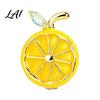 Outfit Embellishment Lemon Slice Brooch Pin Oil Dripping Fruit Pin with Bags Decorative Pins Rhinestone Leaf Badge for Clothes Scarves Brooches