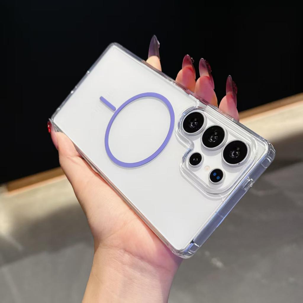 Для Samsung Galaxy S25 Ultra S22 S23 FE S24 Plus Edge Чехол для телефона Magsafe Магнитная Беспроводная Зарядка Прозрачный Жесткий Чехол Funda Capa