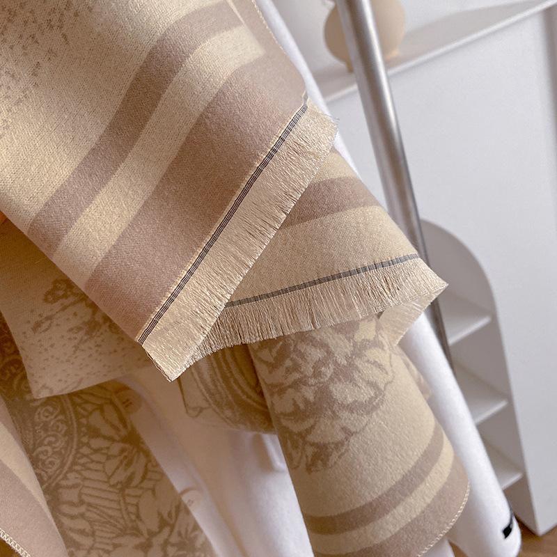Imitation Cashmere Scarf Female Plant Retro Versatile Student Thickened Scarf Dual-Purpose Air Conditioner Shawl Outside