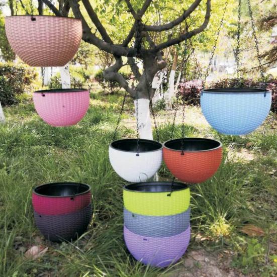 1 Set Flower Pot Quick Drain Handmade Strong Load-bearing Indoor Water Self-absorbing Flower Basket with Hook Home Decor