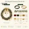 DIY Holiday Wreath Making Beaded Christmas Kit, Craft Kit with Colorful Beads Party Activity Supplies & Ornament Charms, Seasonal Bead Art for Adults,