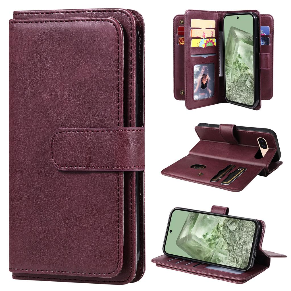 Кожаный чехол для Google Pixel 8a с 10 отделениями для карт, чехол для телефона, подставка