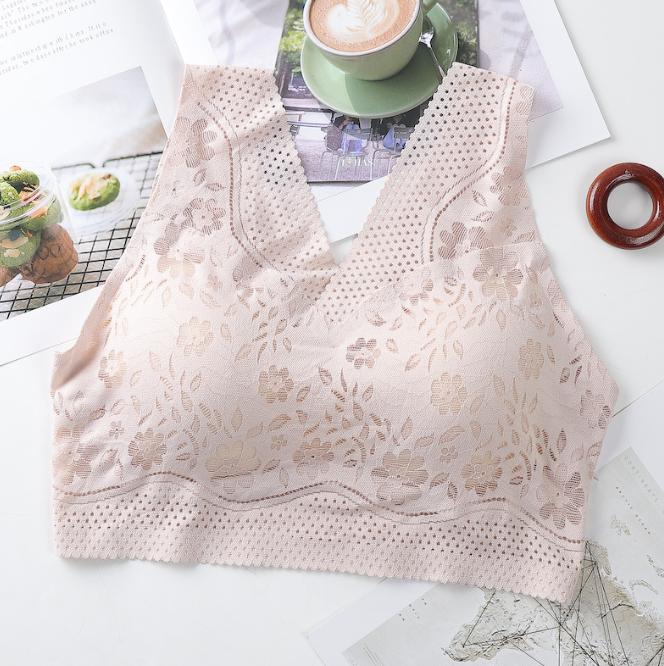 Бесшовные дышащие кружевные бюстгальтеры пуш-ап для женщин, сексуальное нижнее белье без косточек, нижнее белье с v-образным вырезом и низкой спинкой
