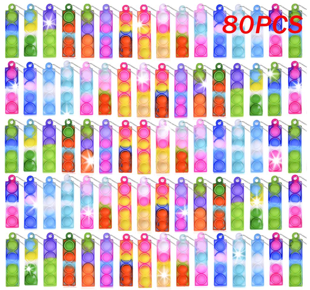 10/20/30/80/150 Pcs Mini Pop Keychain Fidget Toy - Sensory For Kids Birthday Party Favors Classroom Prizes - Pop Keychain Toy