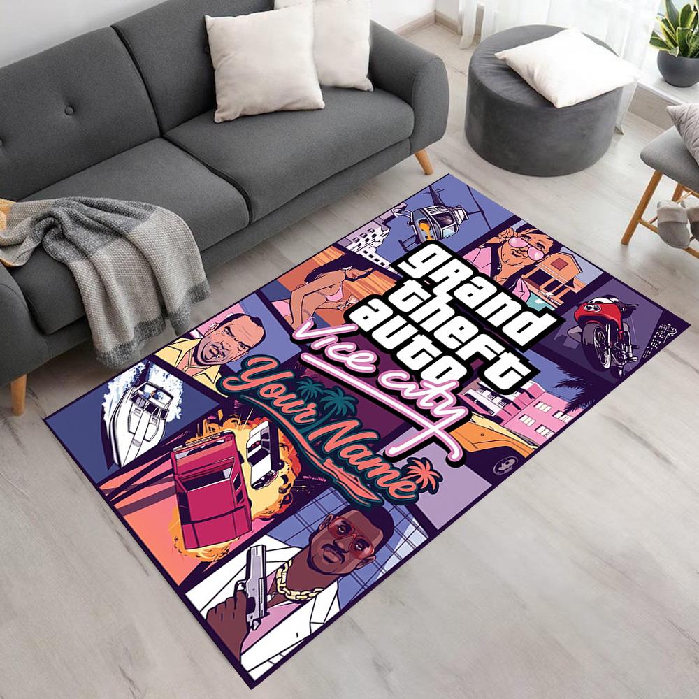 Grand Theft Auto Customize Your Name Area Rug Suitable for Decorate room Game Room Foyer Hallway Antislip Carpet Office home decor Spiritual Gift