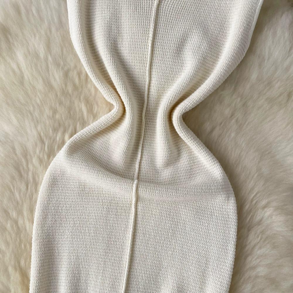 Foamlina Pure Color Knitting Dress для женщин Элегантный V-образный вырез без рукавов Летняя мода Тонкий вырез вечернее длинное платье