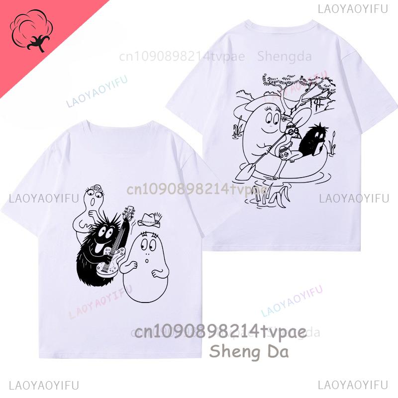 Children T Shirt Barbapapa Cartoon Clothes Boys Girls 100 Cotton Crewneck Casual Kawaii Cute Tee Camisa Printed Shirt