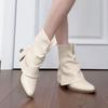 Korean Version of Simple Pointed Thick Heel Short Boots Women's 2025 New Temperament Pants Thin Pile Boots Foreign Style Versatile