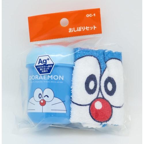 OSK Doraemon Hand Towel Set, Antibacterial, Made in Japan, OC-1 Blue (Case Size: 6.3cm Diameter x 9.1cm Height, Hand Towels: 32cm x 29cm)