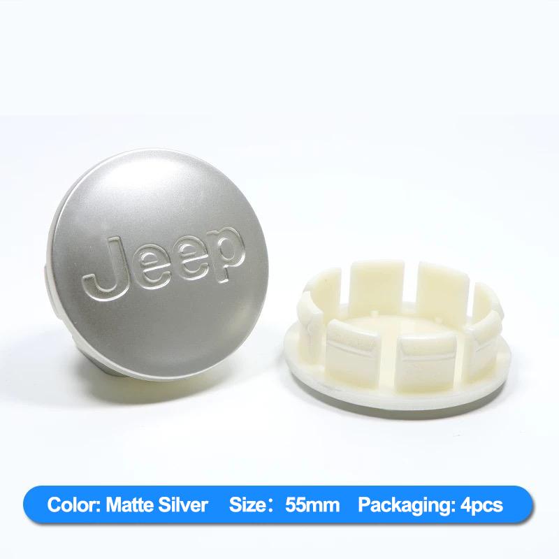 4Pcs 56mm Car Wheel Center Cover Stickers Hub Cap Sticker For Jeep Wrangler Grand Cherokee Avenger Compass Wagoneer Gladiator JL PSLVW1