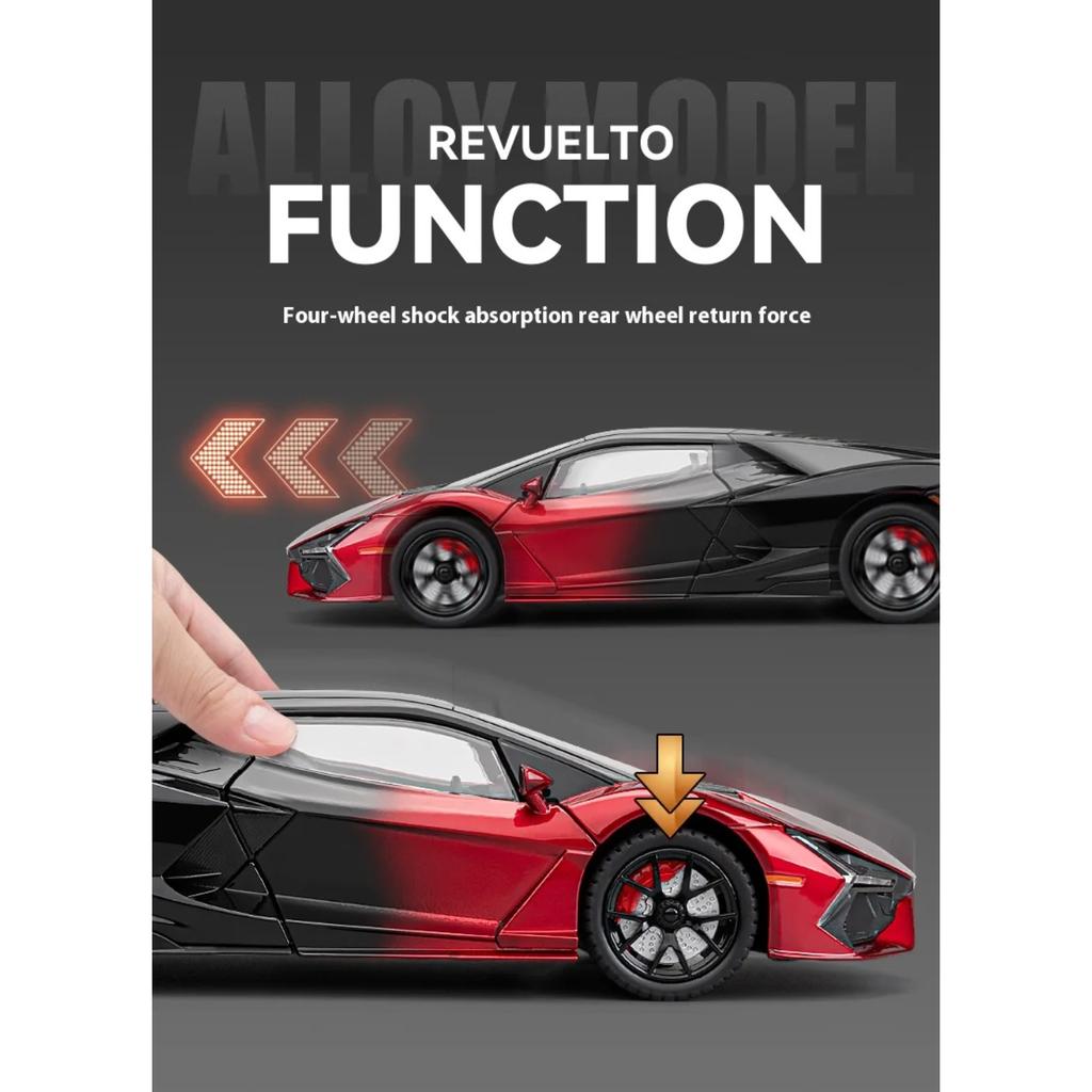Масштабная модель автомобиля Maserati Rambo Revuelto 1/24, литая из металла, Игрушки, ornaments Четырехдверная модель спортивного автомобиля, Подарки для мальчиков, Игровые транспортные средства
