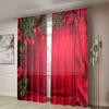 2 шт., красные шторы с изображением рождественских сосновых веток -30% затемнение - подходят для гостиной, спальни, кухни, украшения дома