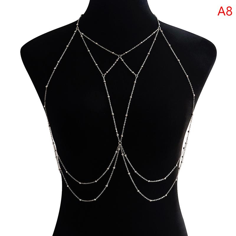 Cross Chest Breast Belly Body Chain Necklace For Women Girls Bra Wedding Sexy Ball Body Jewelry Prom Party Deco Accessories
