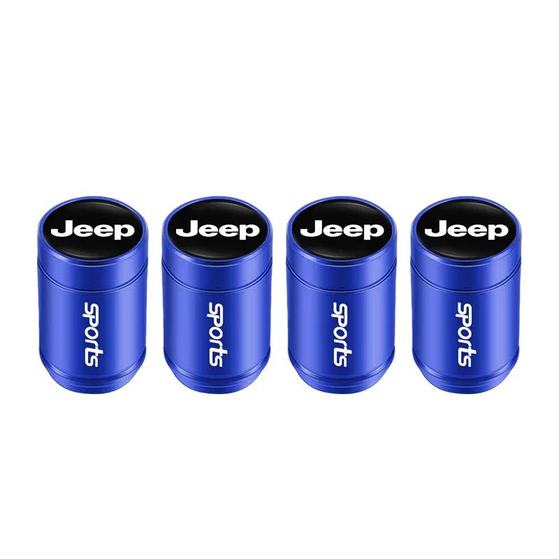 For Jeep 4Pcs Car Tire Valve Cap Alloy Wheel Valves Cover Accessories For Jeep Grand Cherokee Wrangler JK Gladiator Compass R