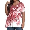 Womens Plus Size Tops Short Shirts V Neck Casual Clothing 3D Printed Tops T-Shirts