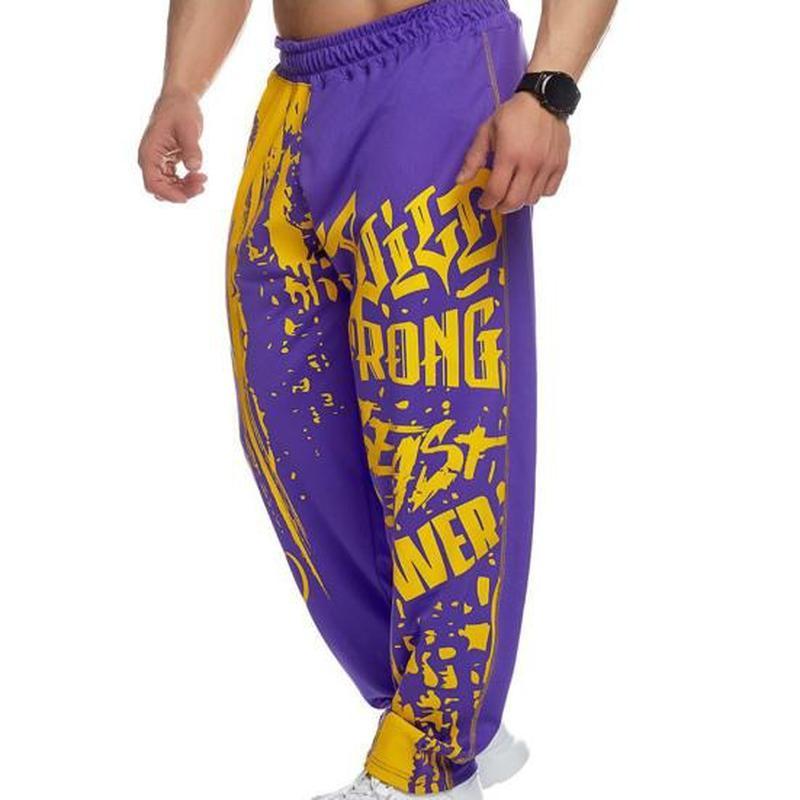 Эластичный пояс с принтом, свободные быстрые мужские спортивные штаны, сухие повседневные брюки для бега по бодибилдингу для бега