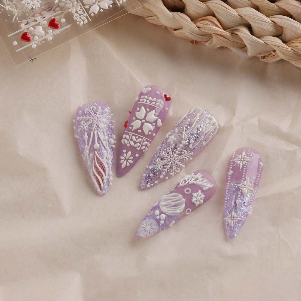 New Year Nail Art Decorations Christmas Nail Stickers Snowflake Nail Stickers Christmas Nail Decals