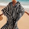 YYFS Женская мода, лето, весна, принт зебры, повседневные платья с длинным рукавом и v-образным вырезом