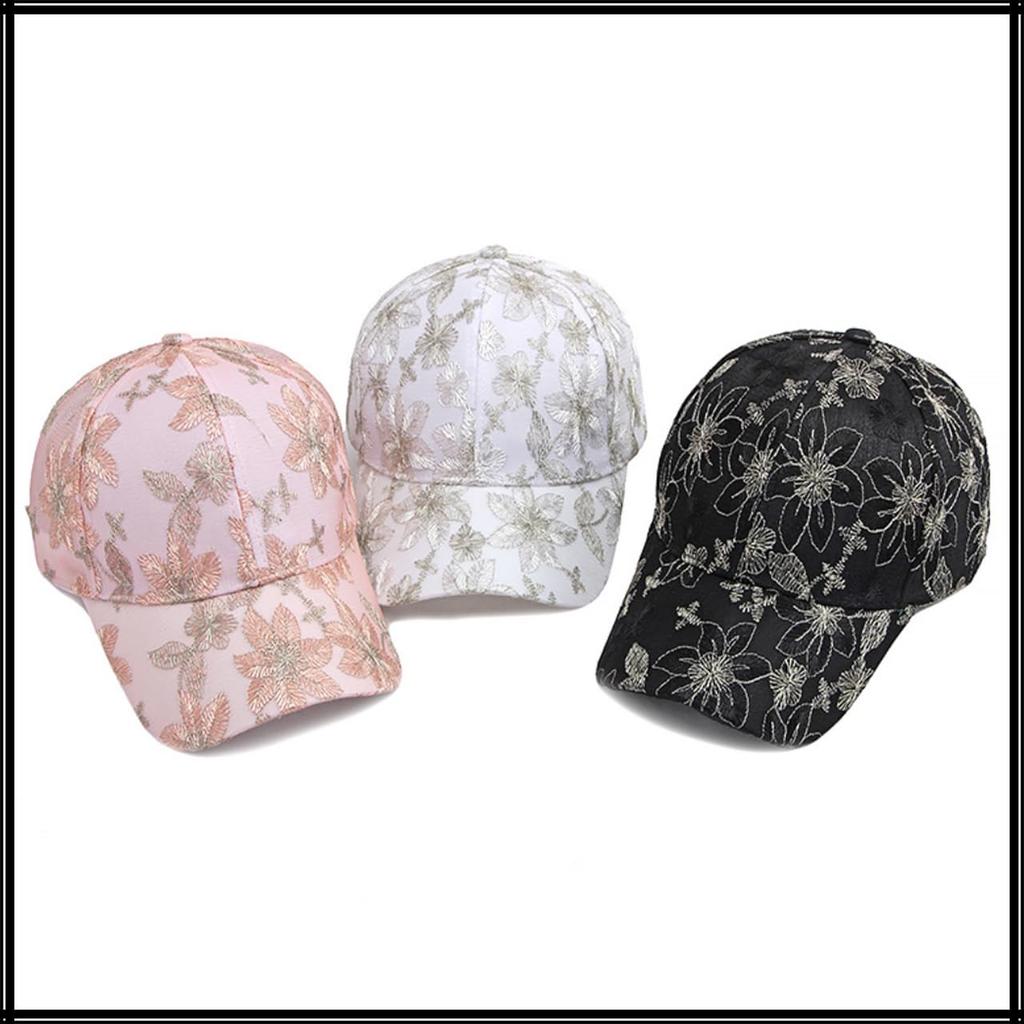 Бейсбольная девчачья шляпа CZ126 [White Fang] Кепка, кепка, шапка, поля, цветок, вышивка, кружево, милая, женская, (розовый)