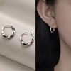 925 Sterling Silver Round Stud Earrings for Women Simple Inlaid Design Hoops Earrings Wedding Party Jewelry Accessories Gifts